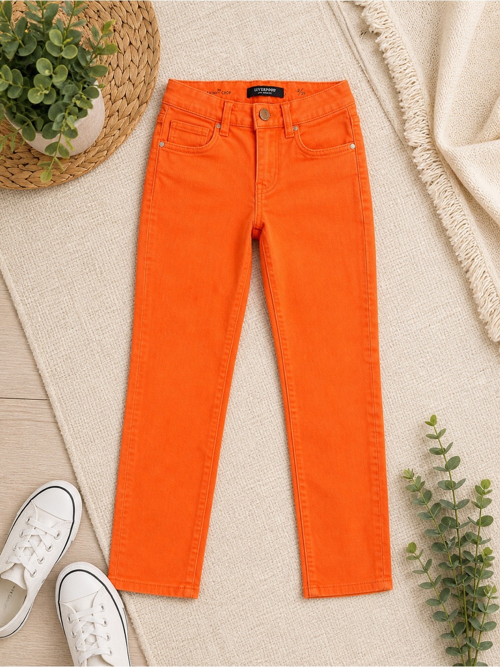 Liverpool Orange Skinny Crop Jeans Size 8 Bright Stretch
